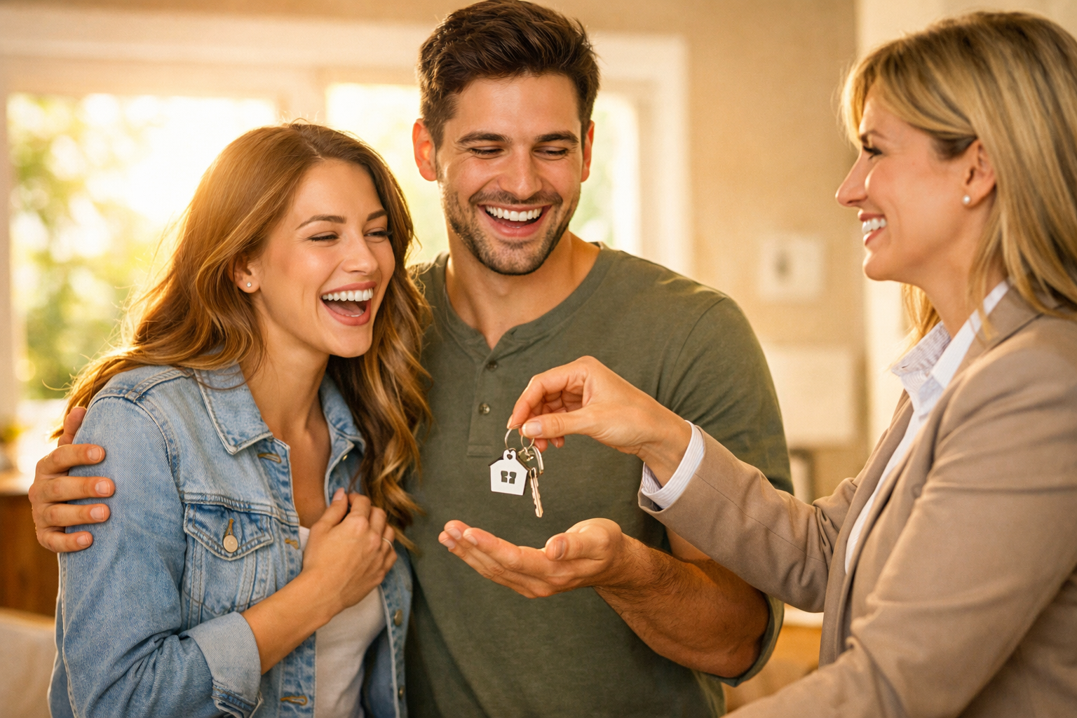 Happy tenant receiving keys