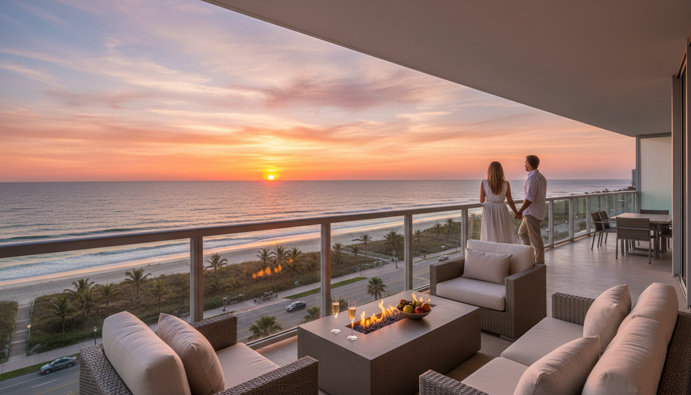 Luxury balcony with water view